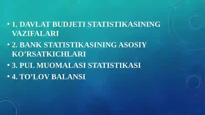 MOLIYA KREDIT TIZIMI STATISTIKASI 2