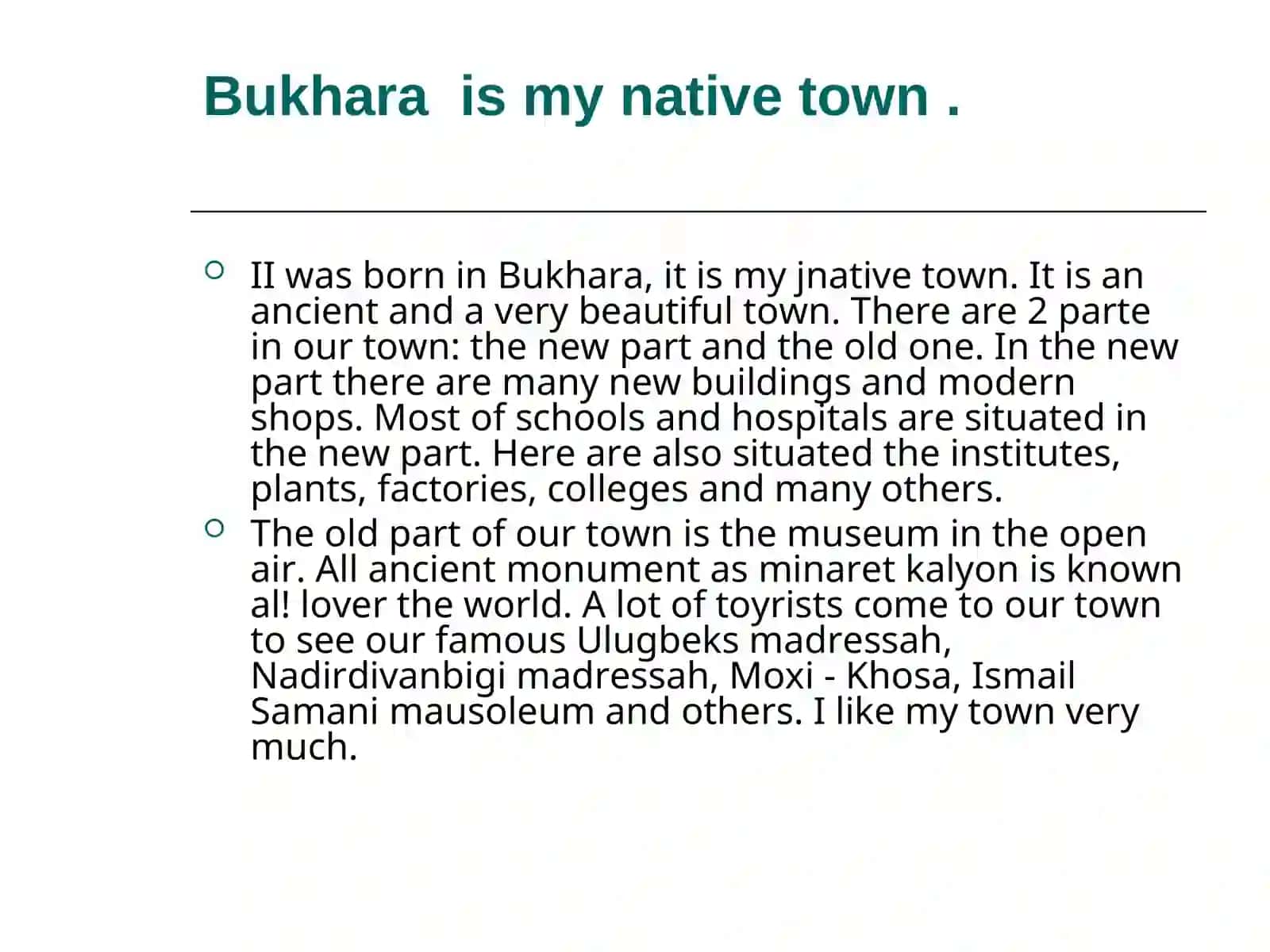 Bukhara  is my native town 2