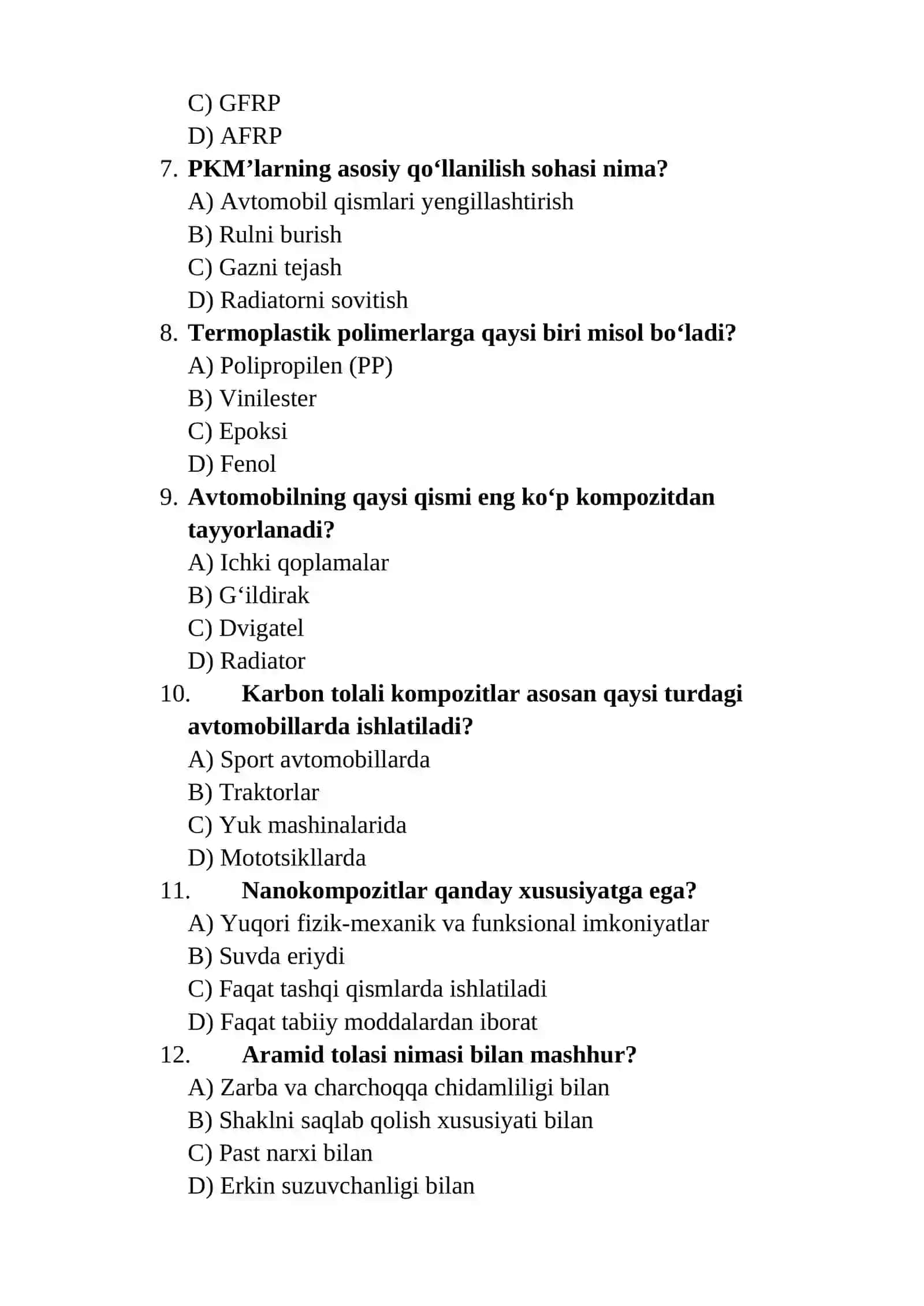 3-Semenar: Avtomobil sanoatida polimer kompozitsion materiyallardan foydalanish tarixi va zamonaviy tendentsiyalari 2