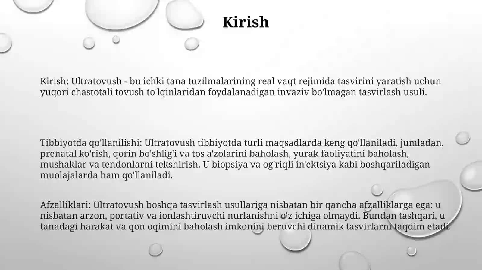 Ultra Tovush Va Uning Tibbiyotda QoʻLlanilishi 2