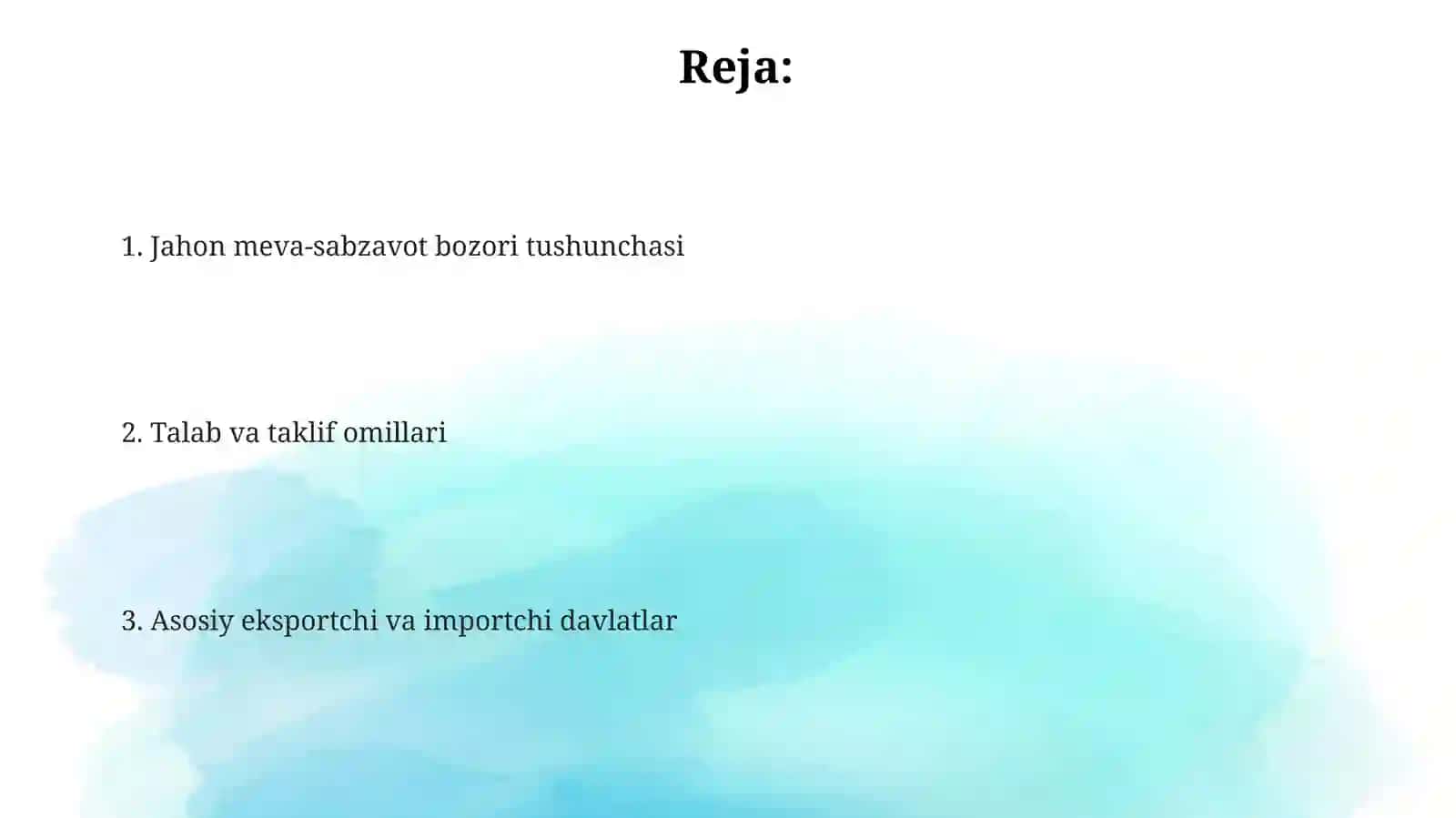 Xalqaro meva-sabzavot mahsulotlari bozori 2