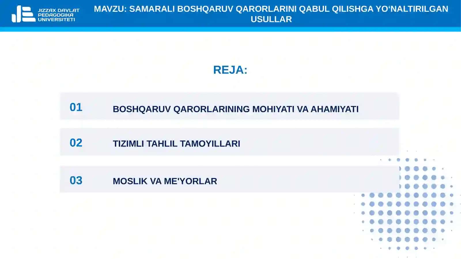 10-mavzu. Samarali boshqaruv qarorlarini qabul qilishga yo‘naltirilgan usullar 2