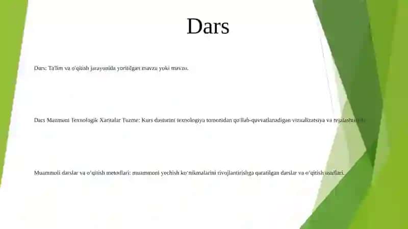 Dars, Dars Mazmuni Texnologik Xaritalar Tuzish 2