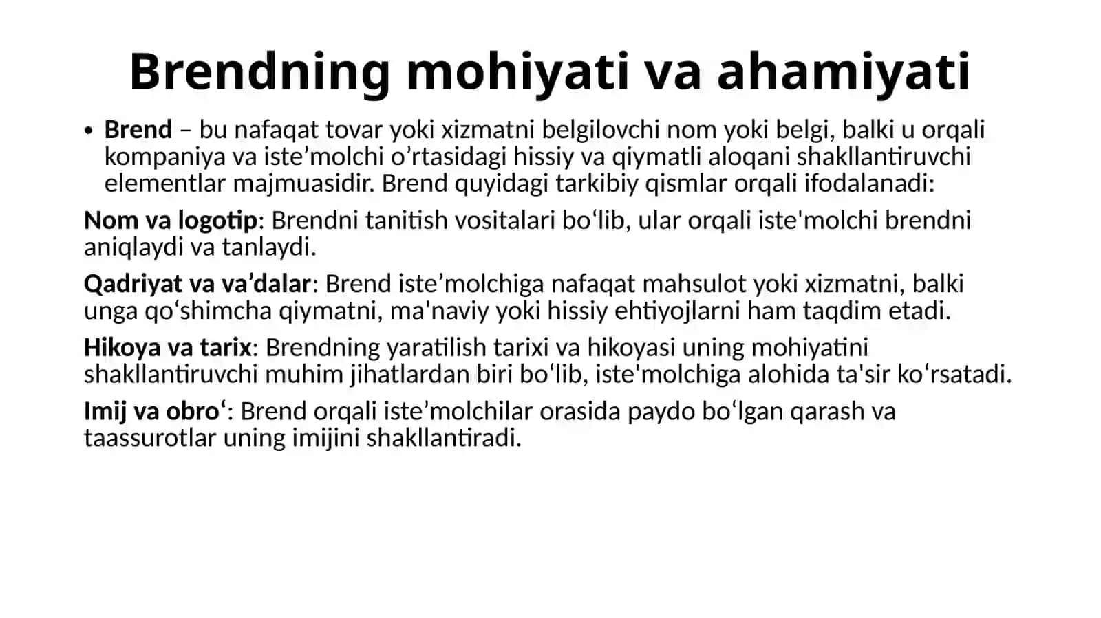 Tovar brendlari va ularni joylashtirish 2
