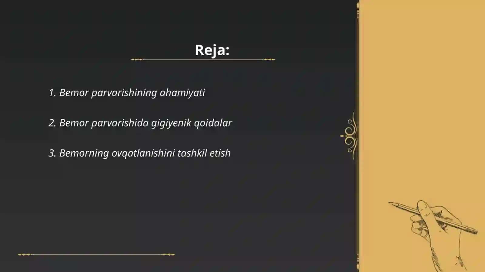 Bemor parvarishining ahamyati va usullari 2