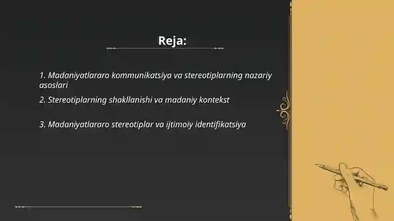 Madaniyatlararo kommunikatsiyada stereotiplar. Konflikt nazariyasi 2