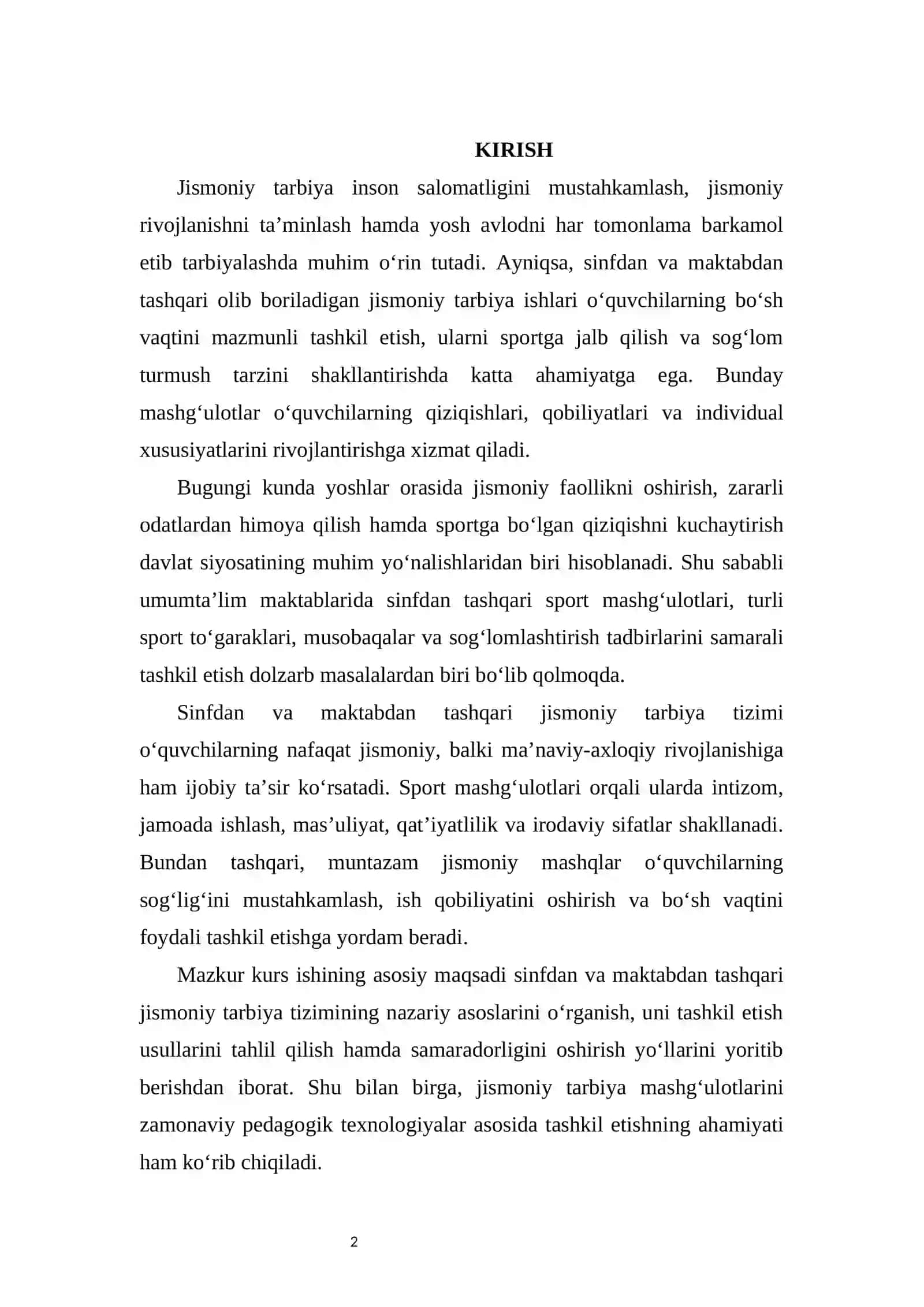 Sinfdan va maktabdan tashqari olib boriladigan jismoniy tarbiya tizimi 2