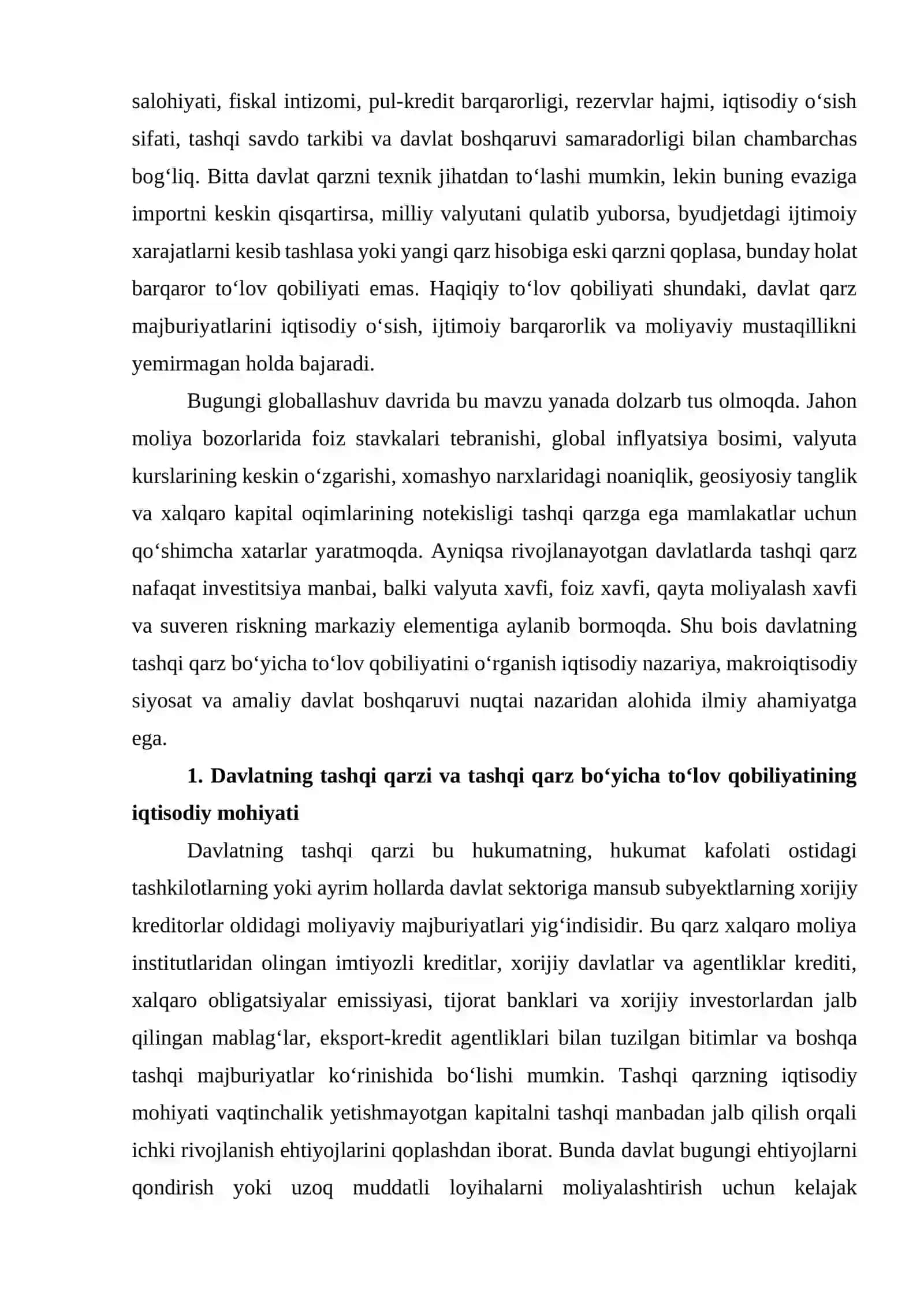 Davlatning tashqi qarz bo‘yicha to‘lov qobiliyati 2