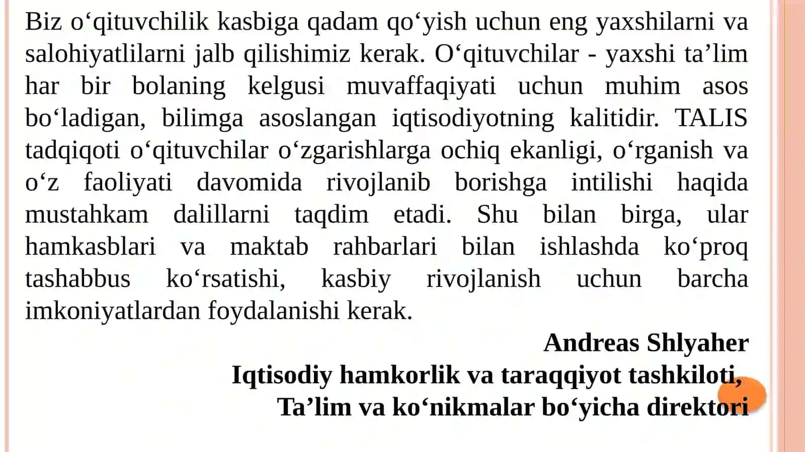 TALIS xalqaro tadqiqotlari doirasida ishlab chiqilgan so’rovnomalar 2