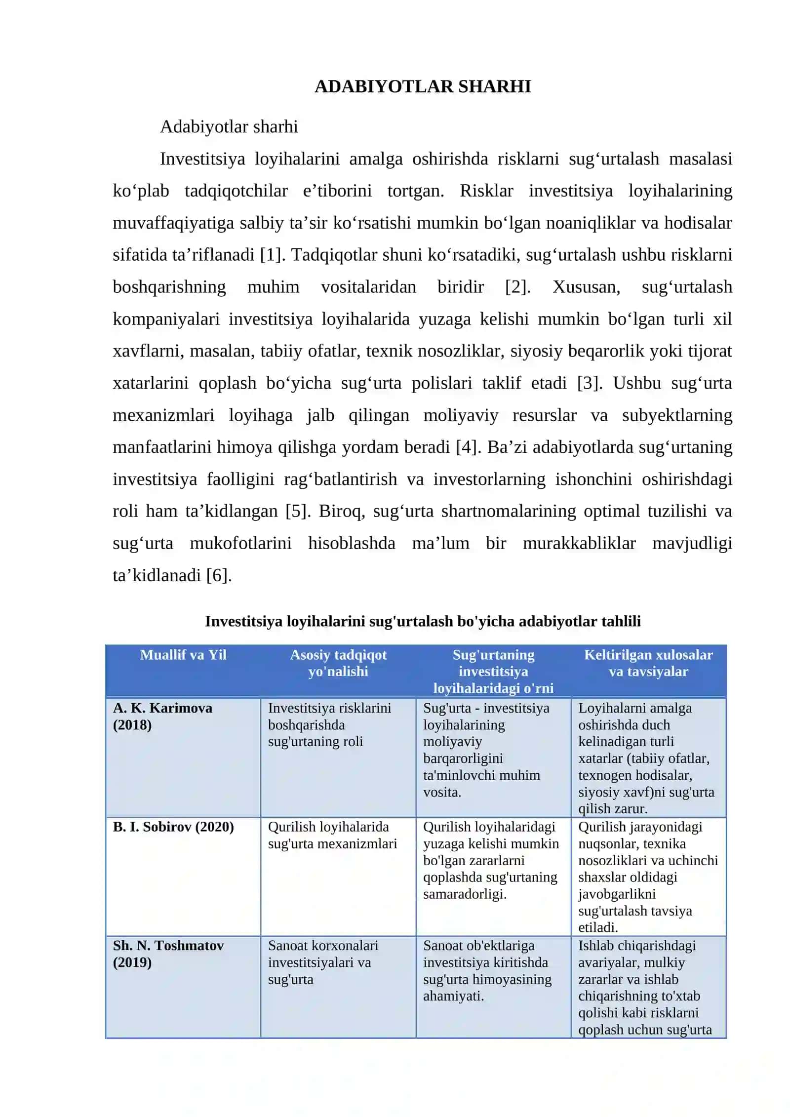 INVESTITSIVA LOYIHALARINI AMALGA OSHIRISHDA RISKLARNI SUG'URTALASH 2