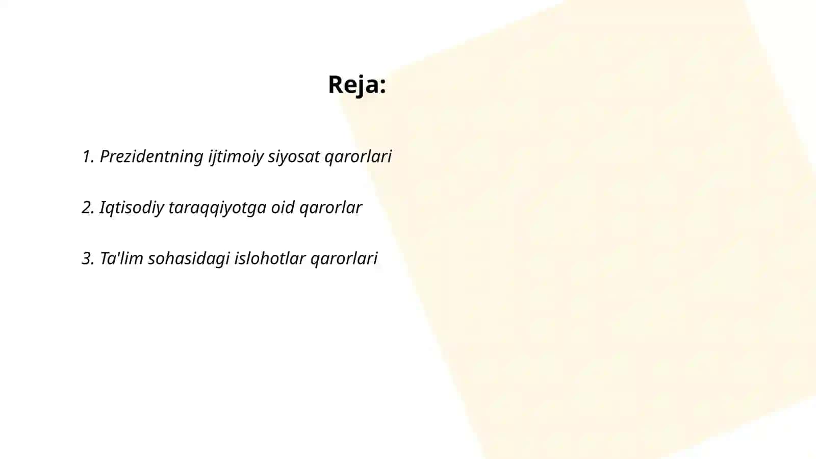 Prezidentning Ijtimoiy Siyosat Qarorlari 2