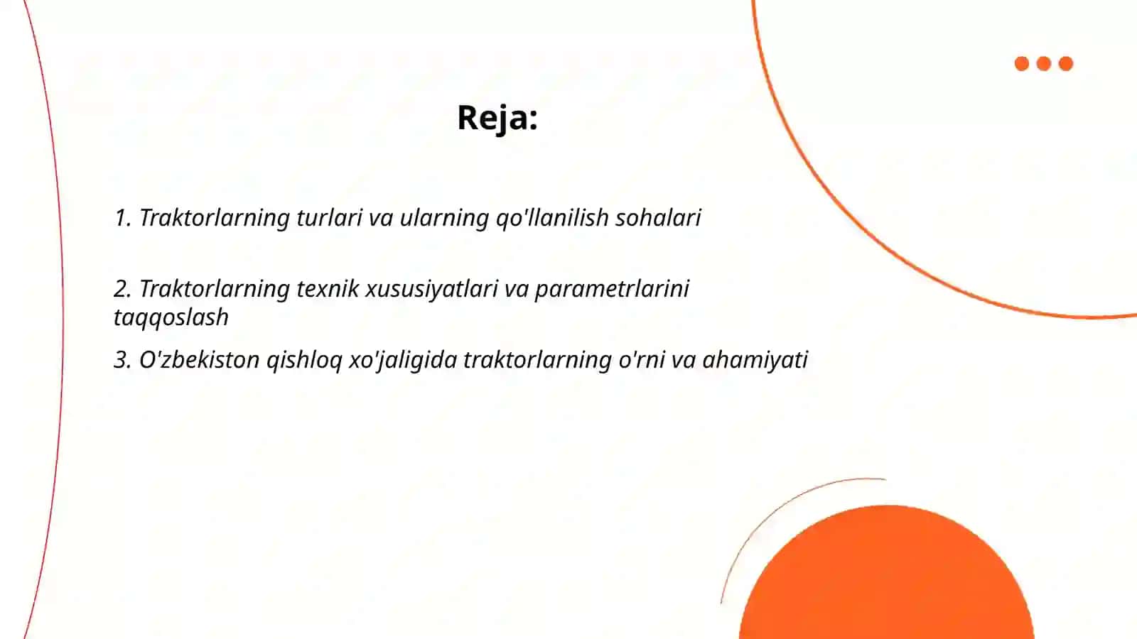 Traktorlar va oʻziyurar mashinalar mavzusida kurs ishi 2