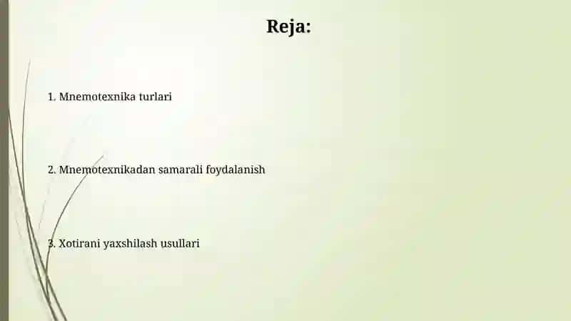 Xotirani kuchaytirish yoʻllari mnemotexnika 2