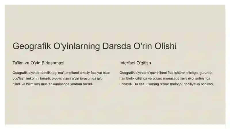 Geografiya Darslarida Geografik O'yinlardan Foydalanish 2