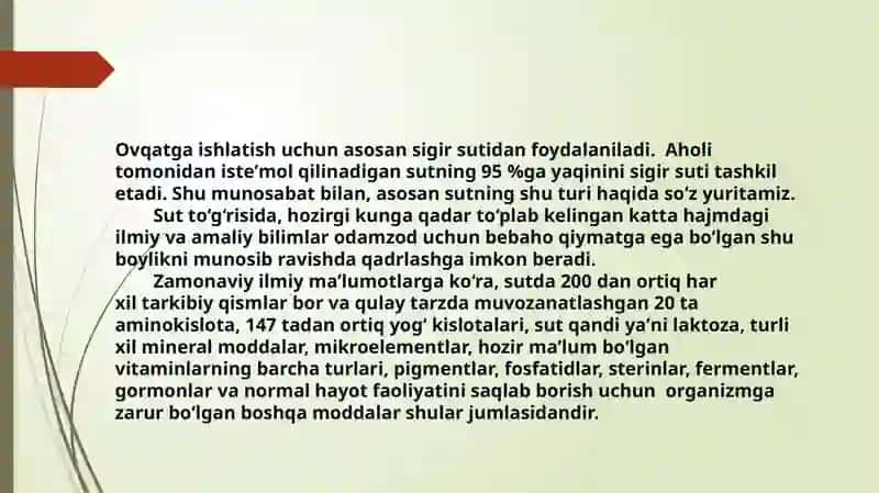 Sut mahsulotlari texnologiyasi va ekspertizasi 2