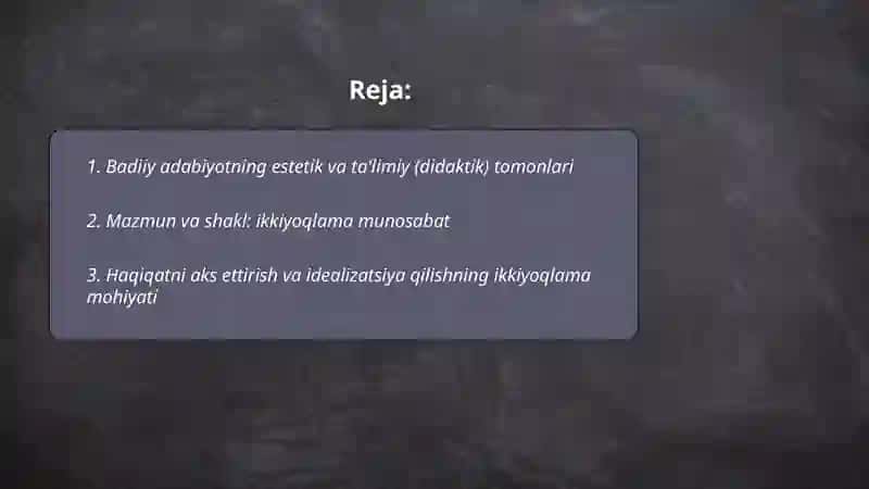 Badiiy adabiyotning ikkiyoqlama mohiyati 2