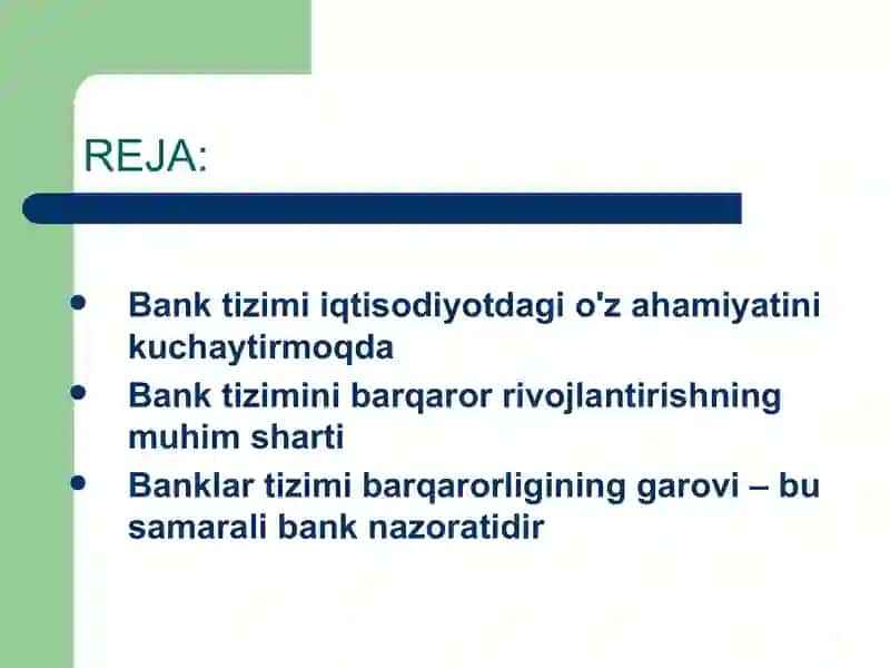 O’zbekistonda bank tizimini takomillashtirish yo’llari 2