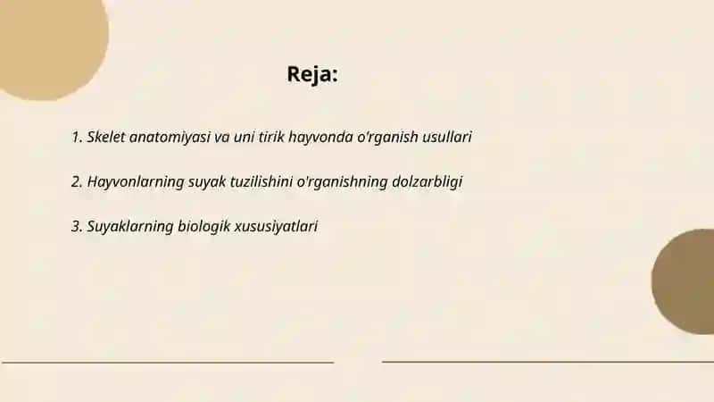 Skelet suyaklarini tirik hayvonda o'rganish va preparatlar tayyorlash 2