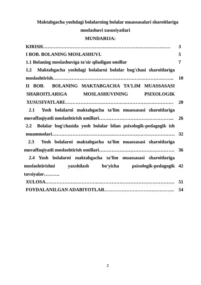 Maktabgacha yoshdagi bolalarning bolalar muassasalari sharoitlariga moslashuvi xususiyatlari 2