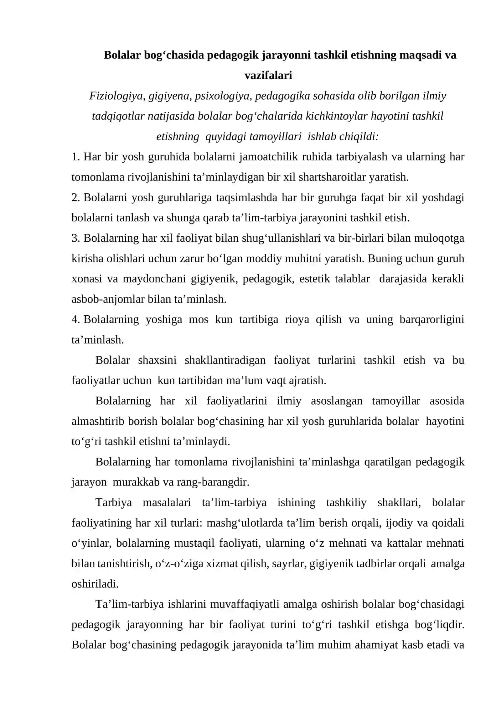 Maktabgacha ta’lim muassasalarida mashgulotlarni tashkil etish 2