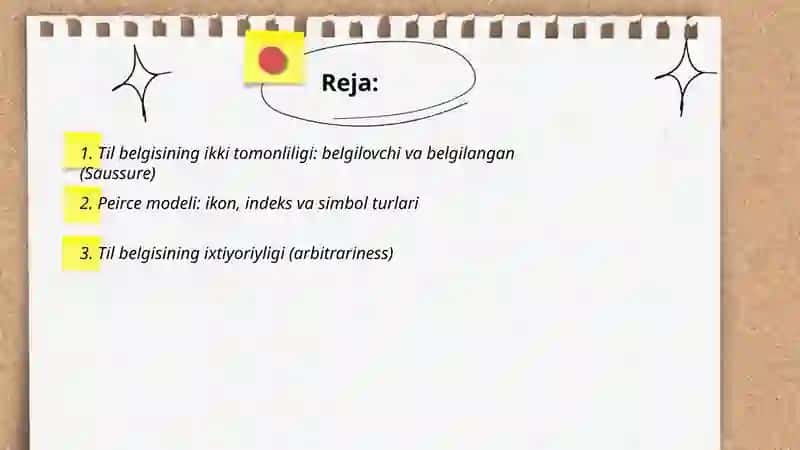 Tilning semiotik tabiati.Til ramzlar tizimi 2