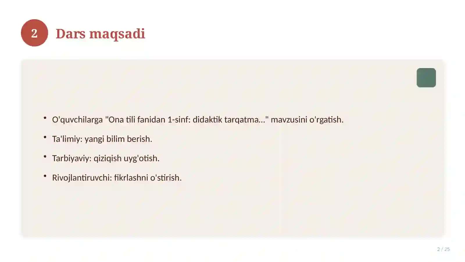 Ona tili fanidan 1-sinf: didaktik tarqatma materiallar 2