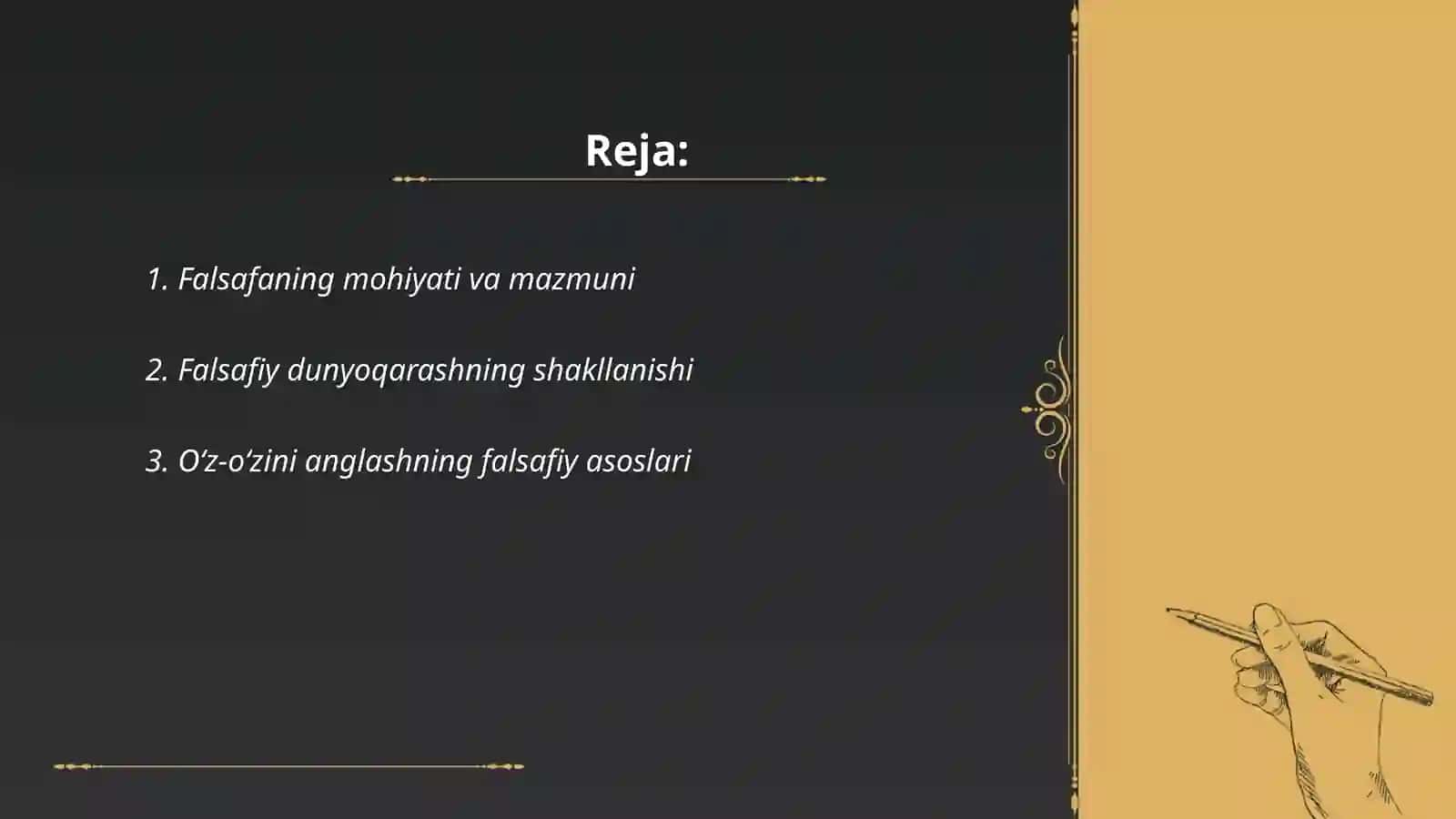 Falsafa fani. Falsafiy dunyoqarashning o‘z-o‘zini anglash jarayonidagi ta’siri 2