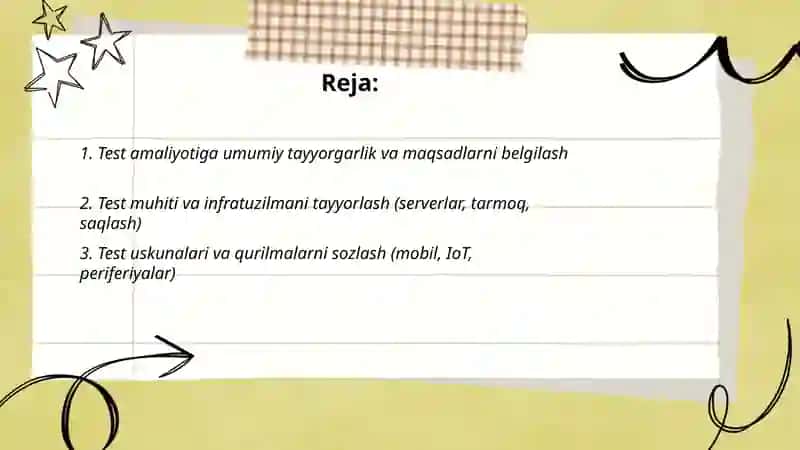 Test amaliyotiga tashkiliy texnik tayyorgarlik 2