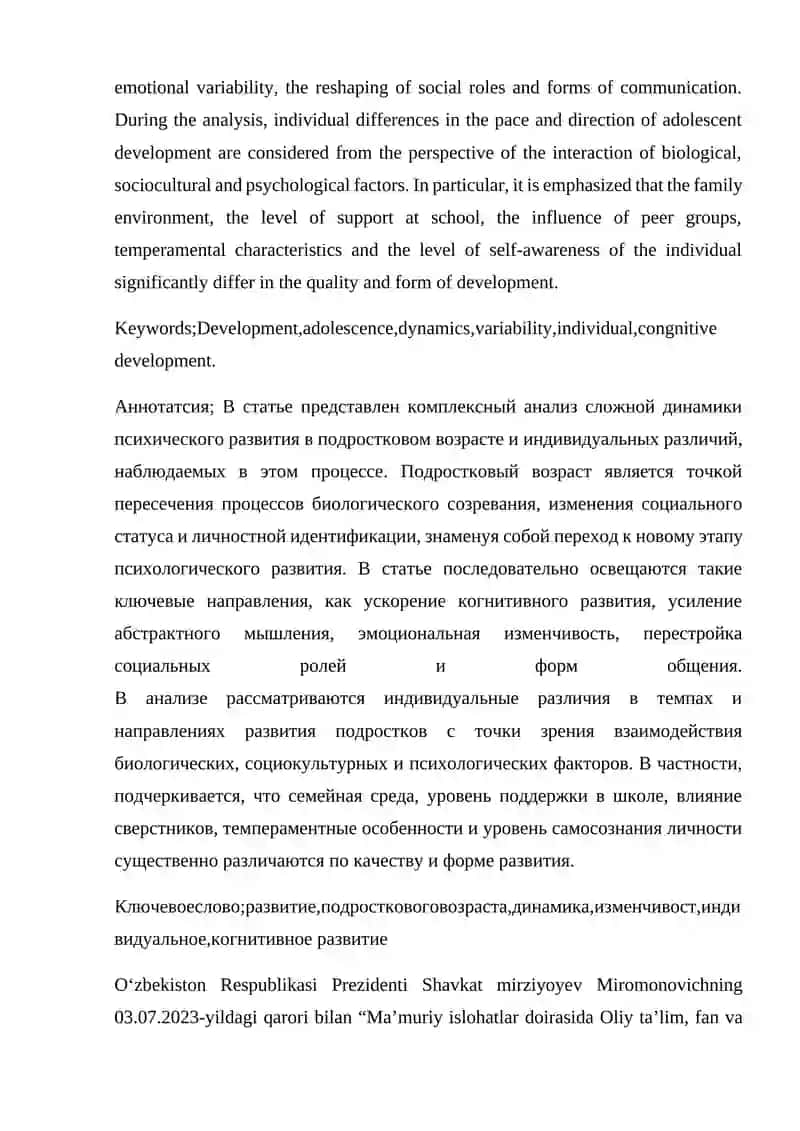 Psixologik rivojlanishning dinamikasi va individual farqlar 2