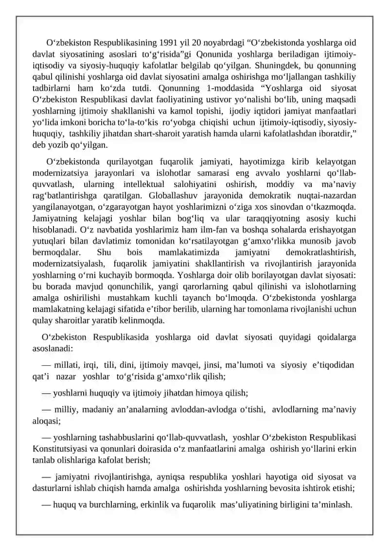 Yoshlarga oid davlat siyosati 2