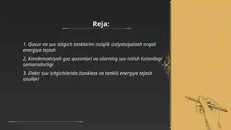 Suv isitish tizimlarida energiya tejash imkoniyatlari 2