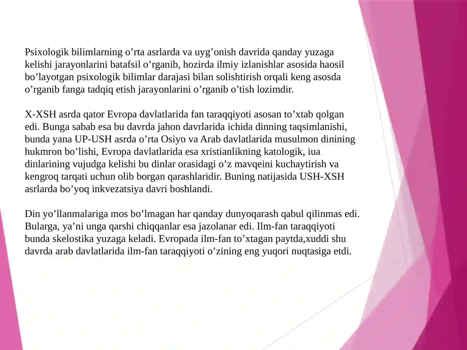 O’RTA ASRLARDAPSIXOLOGIK FIKRLARNI RIVOJLANISHI AXBOROT –TAHLILIY MATERIALLAR BILAN ISHLASH 2