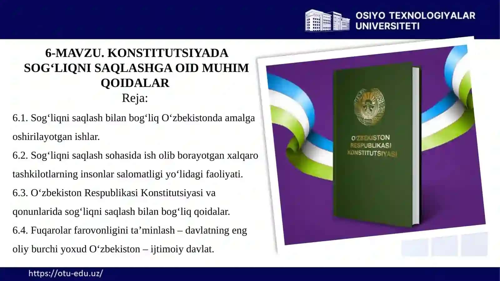 KONSTITUTSIYADA SOG‘LIQNI SAQLASHGA OID MUHIM QOIDALAR 2
