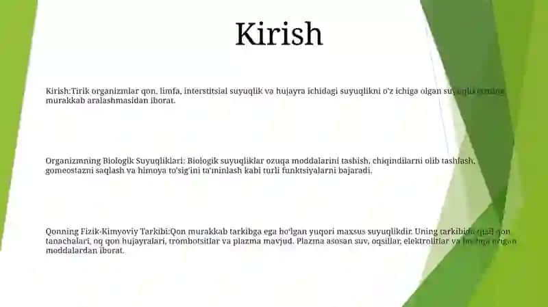 Organizmning Biologik Suyuqliklari 2