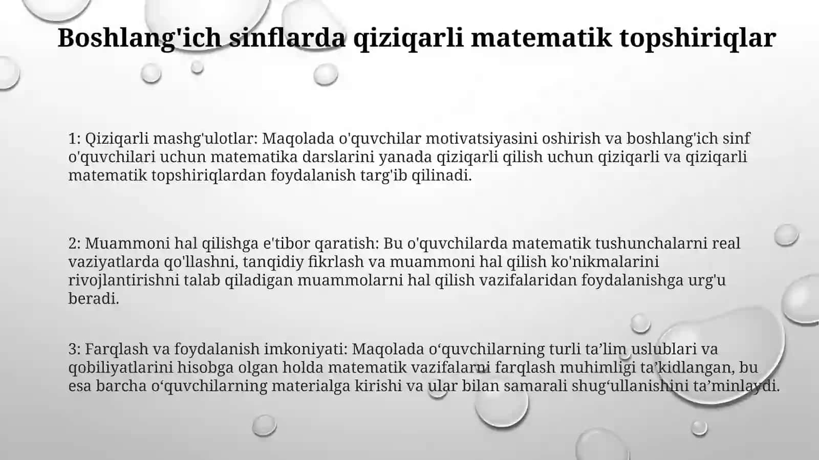 BoshlangʻIch Sinf Matematika Darslarida Qiziqarli MatematikTopshiriqlardanFoydalanish 2