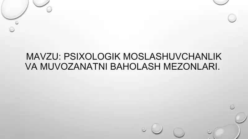 Psixologik moslashuvchanlik va muvozanatni baholash mezonlari 2