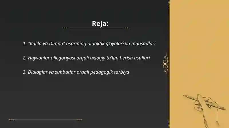 Kalila va Dimna"asarining didaktik xususiyati 2