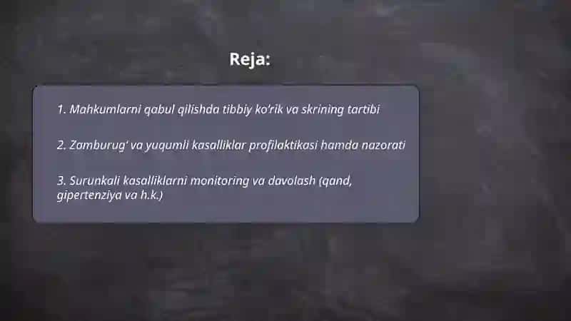 Mahkumlarning tibbiy-sanitariyata’minoti 2