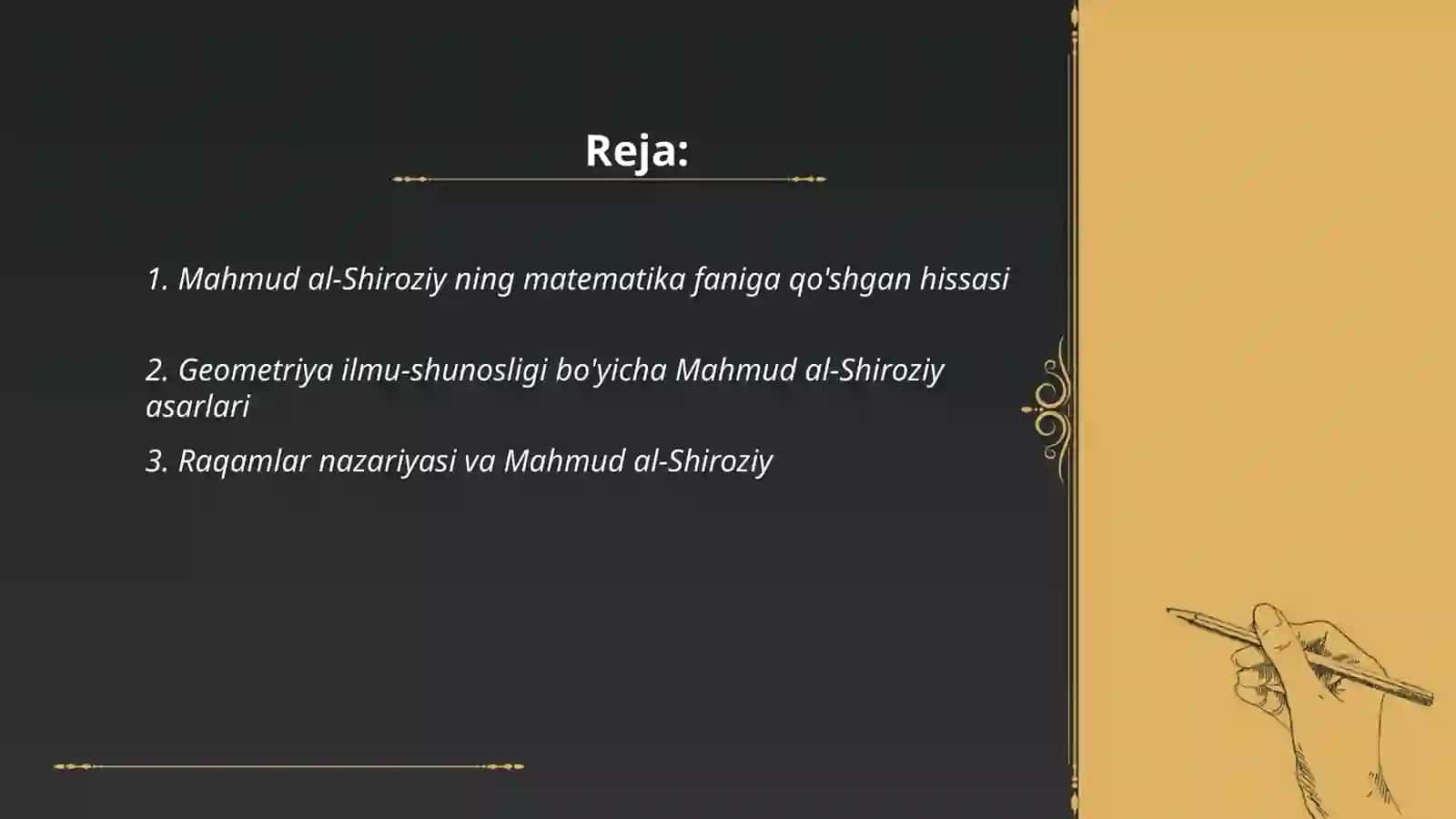 Mahmud al-Shiroziy va matematika - geografiya sohasidagi hissasi 2