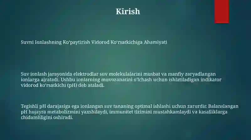 Suvning Ion KoʻPaytmasi Vodorod KoʻRsatkichining Ahamiyati 2