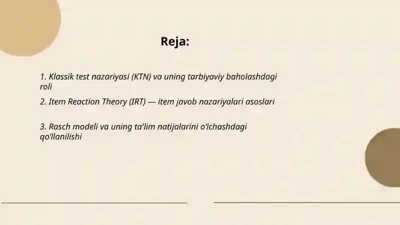 Tarbiyaviy natijalarni oʻlchashda psixometriya va statistik asoslar 2