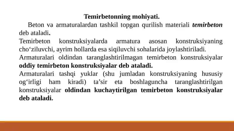 KIRISH. QURILISH KONSTRUKSIYALARIGA TA’SIR QILUVCHI YUKLAR. VERTIKAL VA GORIZONTAL YUKLAR. NORMATIV VA HISOBIY YUKLAR. YUKLAR JAMLAMASI 2