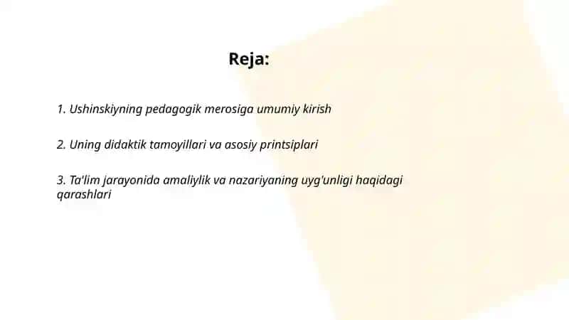 Ushinskiyning pedagogik merosi 2