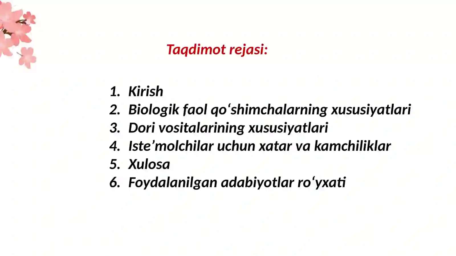 Biologik faol qo‘shimchalar va dorivositalari 2