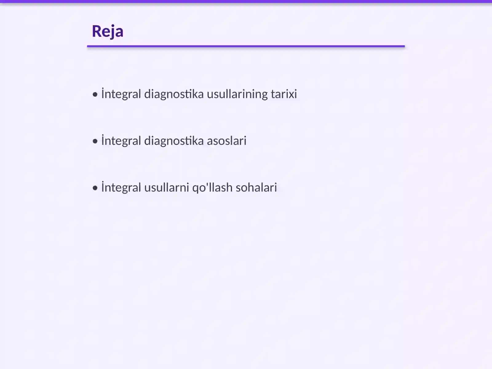 İntegral diagnostika usullarining nazariy talqini 2