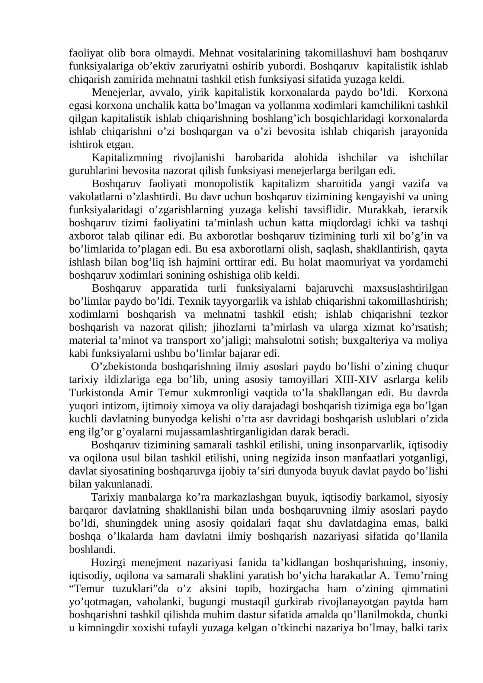 Menejment nazariyasi va amaliyotining rivojlanishi 2