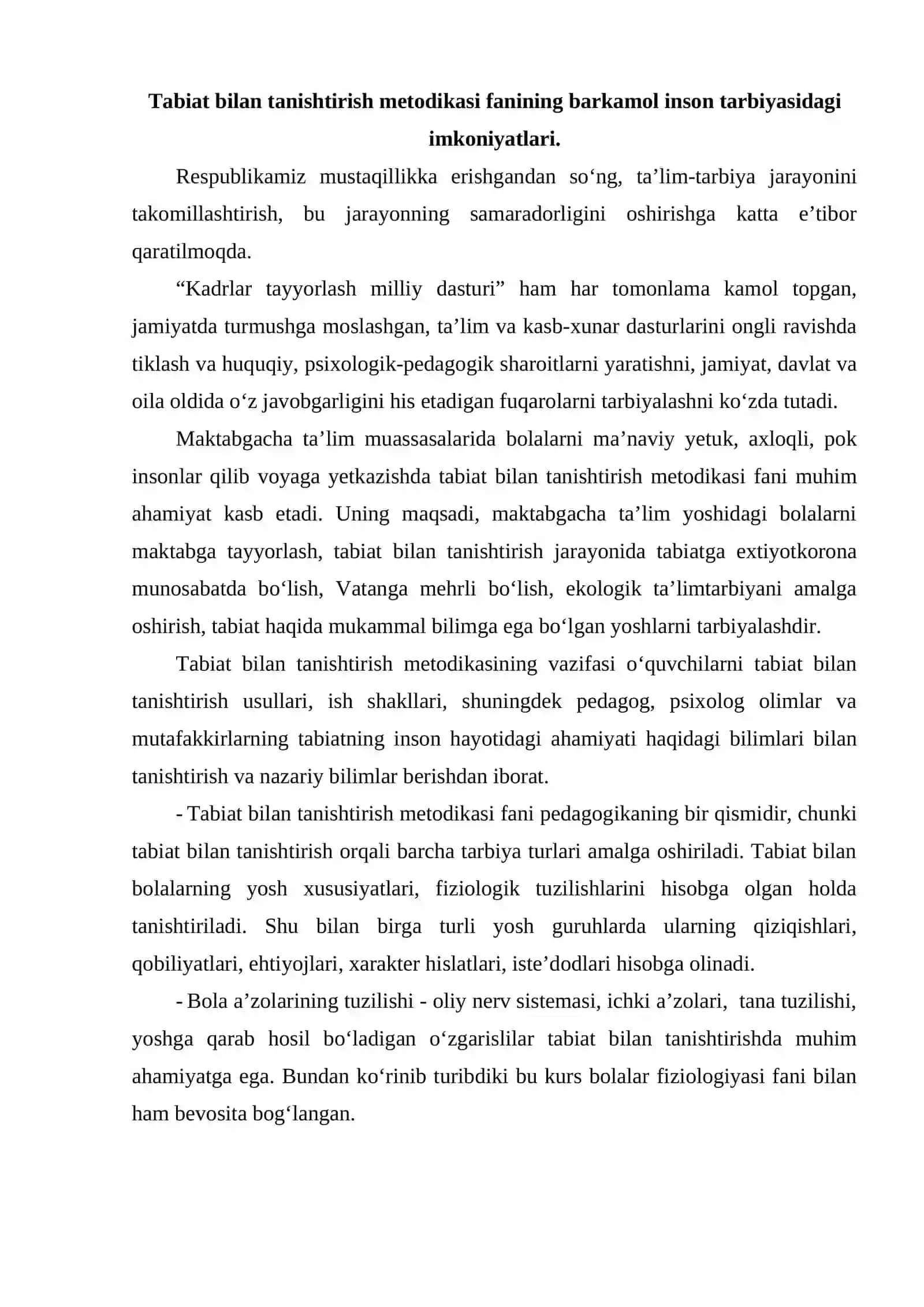 MTMda tabiat bilan tanishtirishning mazmuni 2