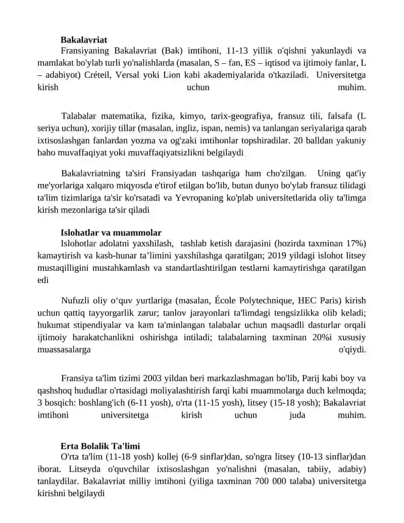Fransiyada ta'lim tizimi 2