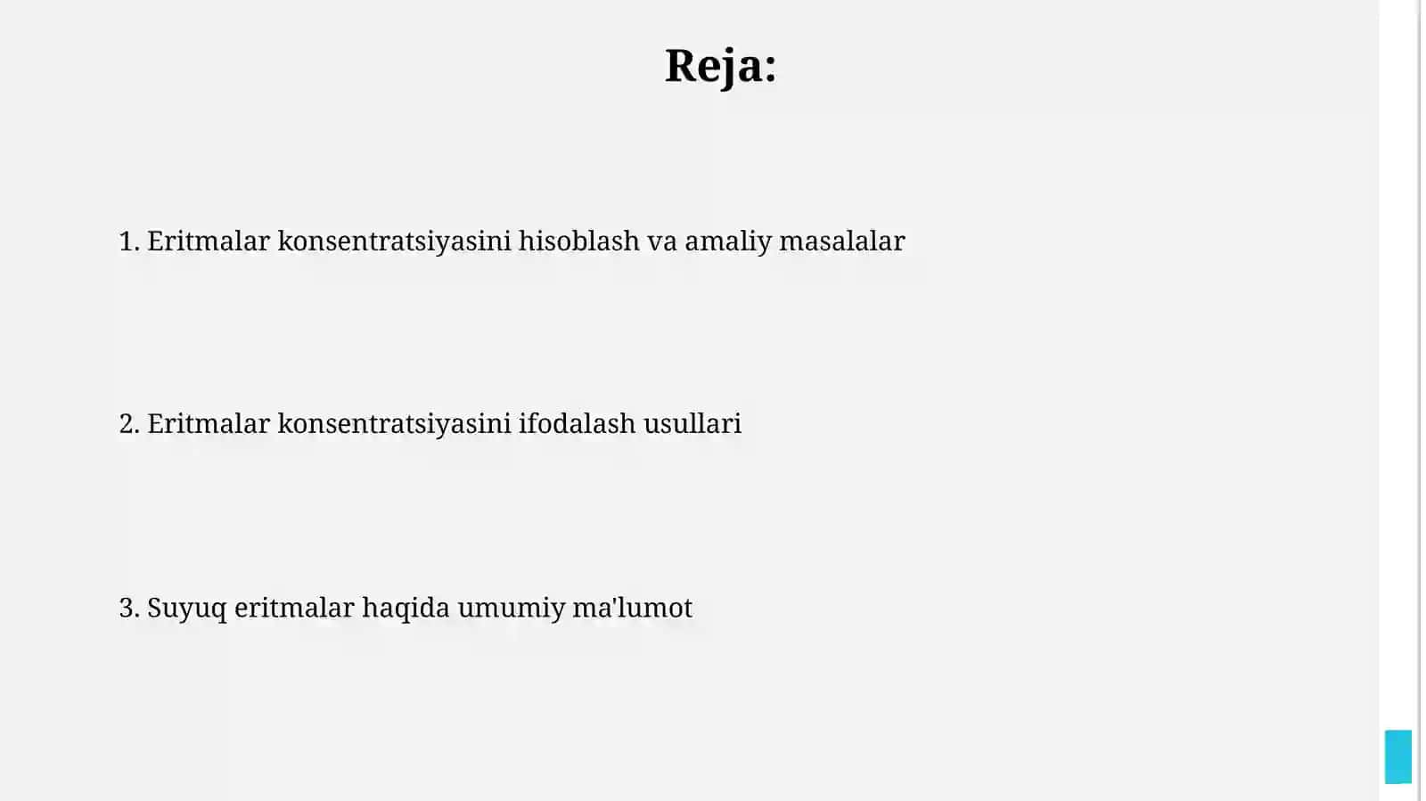 Suyuq eritmalar va ularning konsentratsiyasi 2