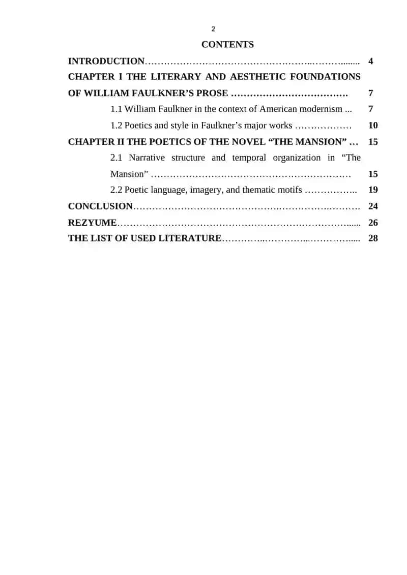 Features of the Poetic of W. Faulkner's Novel "The Mansion" 2